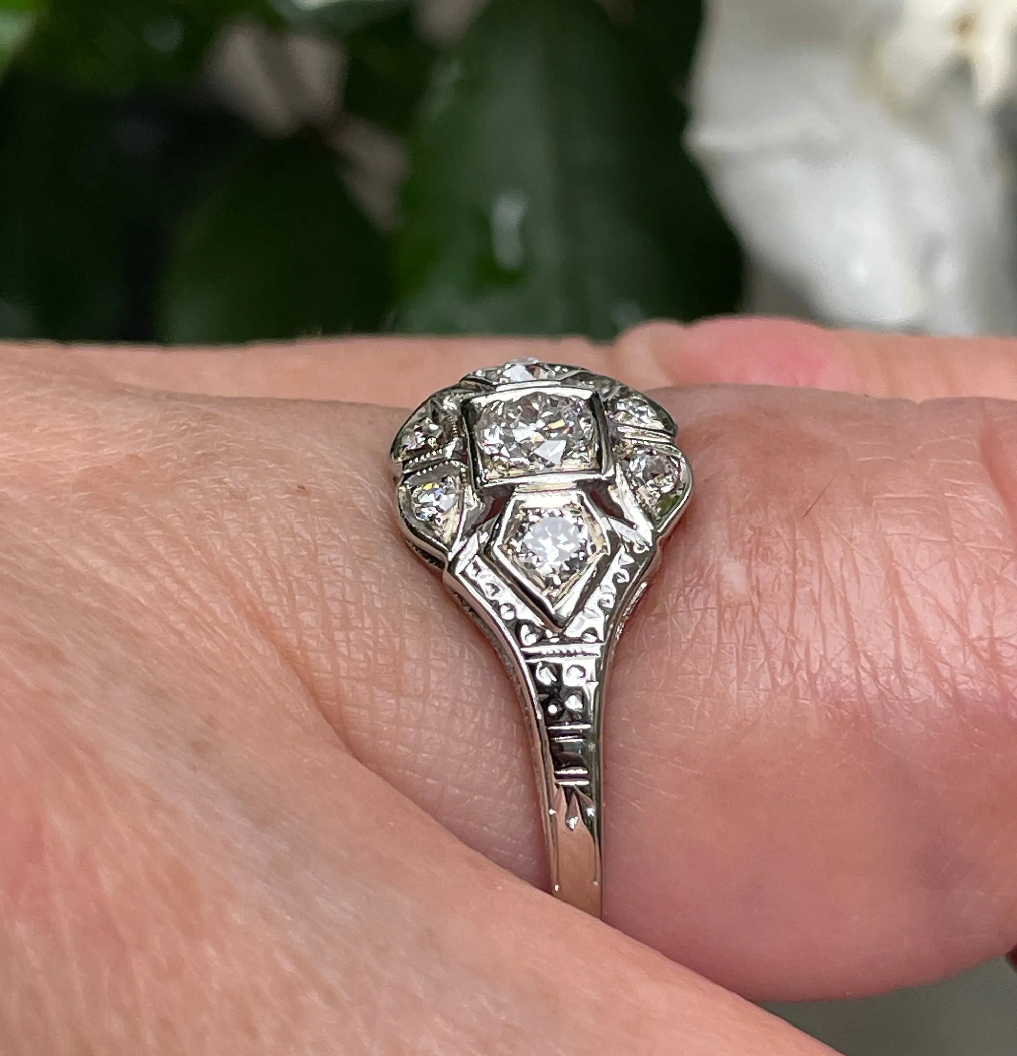 Art Deco Antique Vintage 0.85ct Old European Diamond Engagement Wedding Platinum Ring