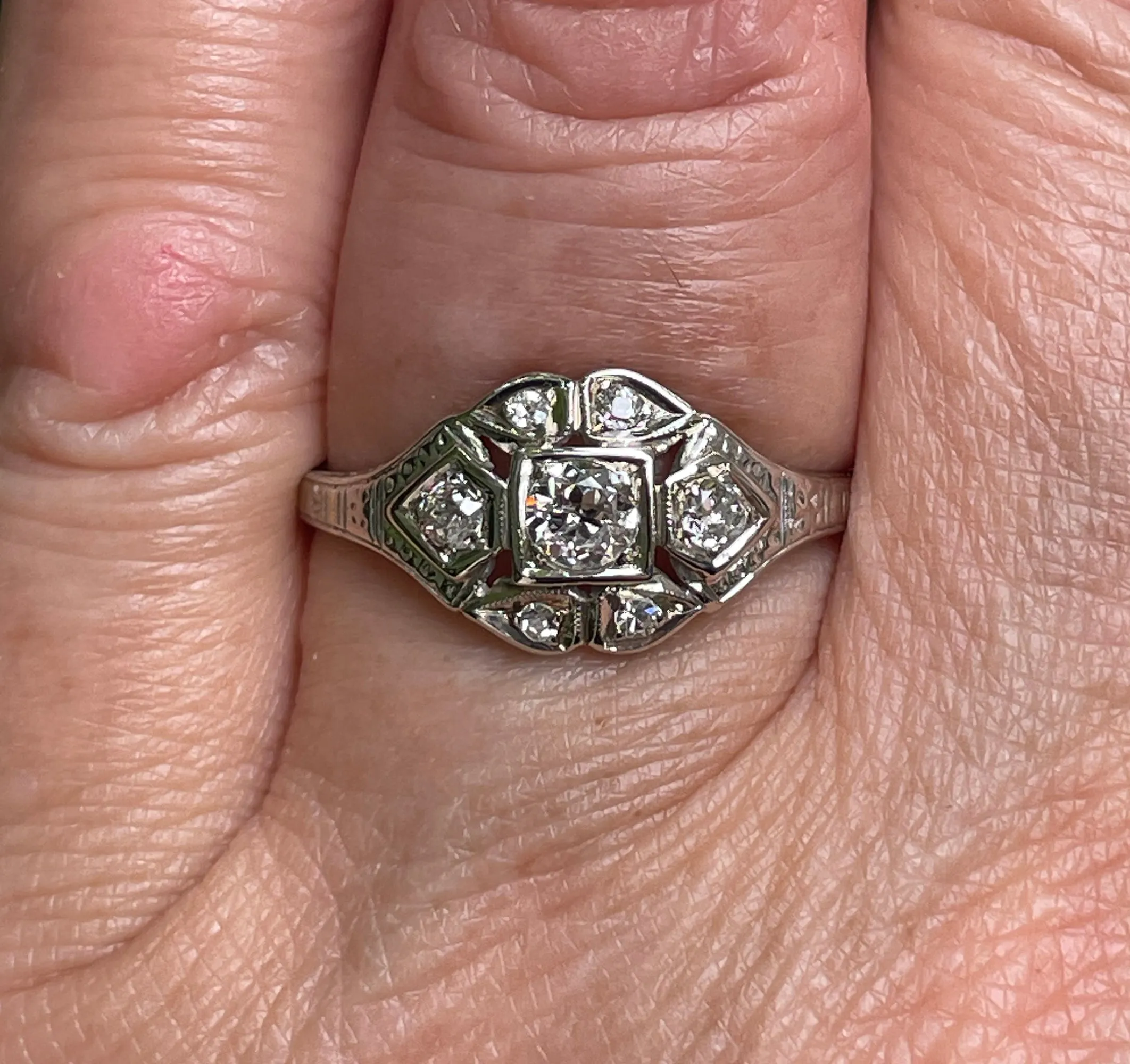 Art Deco Antique Vintage 0.85ct Old European Diamond Engagement Wedding Platinum Ring