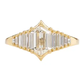 Art Deco Inspired Engagement Ring with One of a Kind step cut Diamond