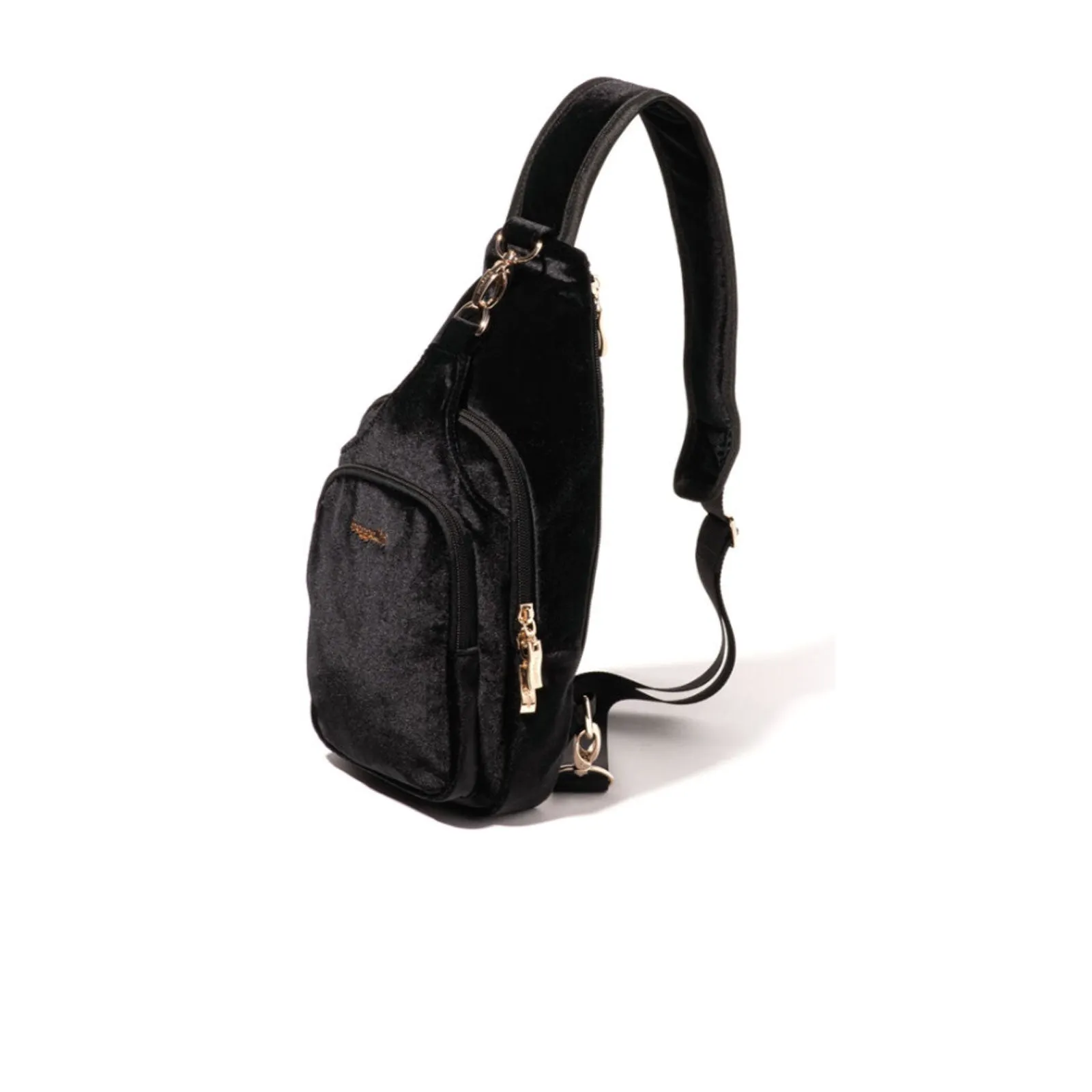 Baggallini Central Park Sling - Black Velvet with Gold Hardware