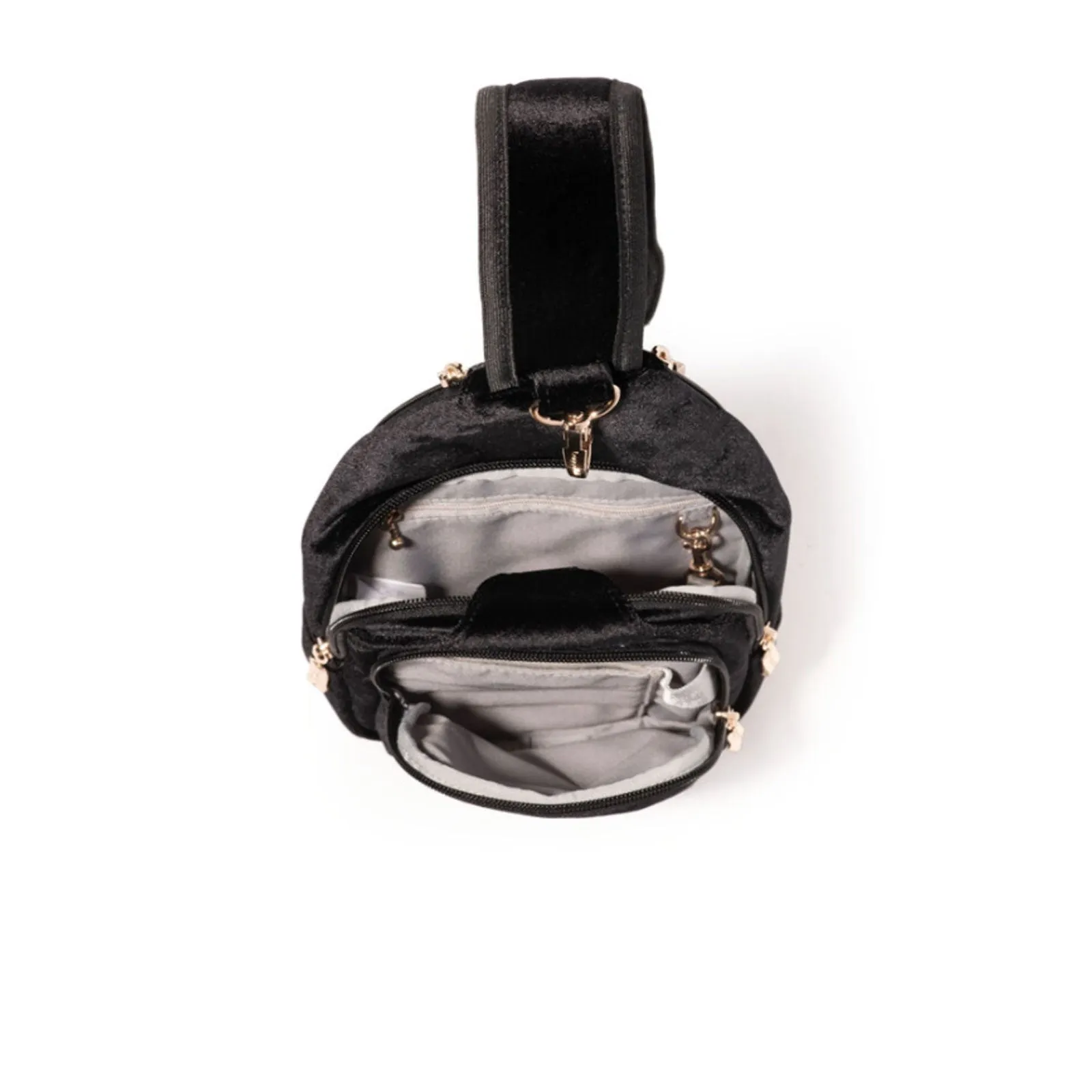 Baggallini Central Park Sling - Black Velvet with Gold Hardware