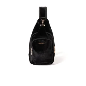 Baggallini Central Park Sling - Black Velvet with Gold Hardware