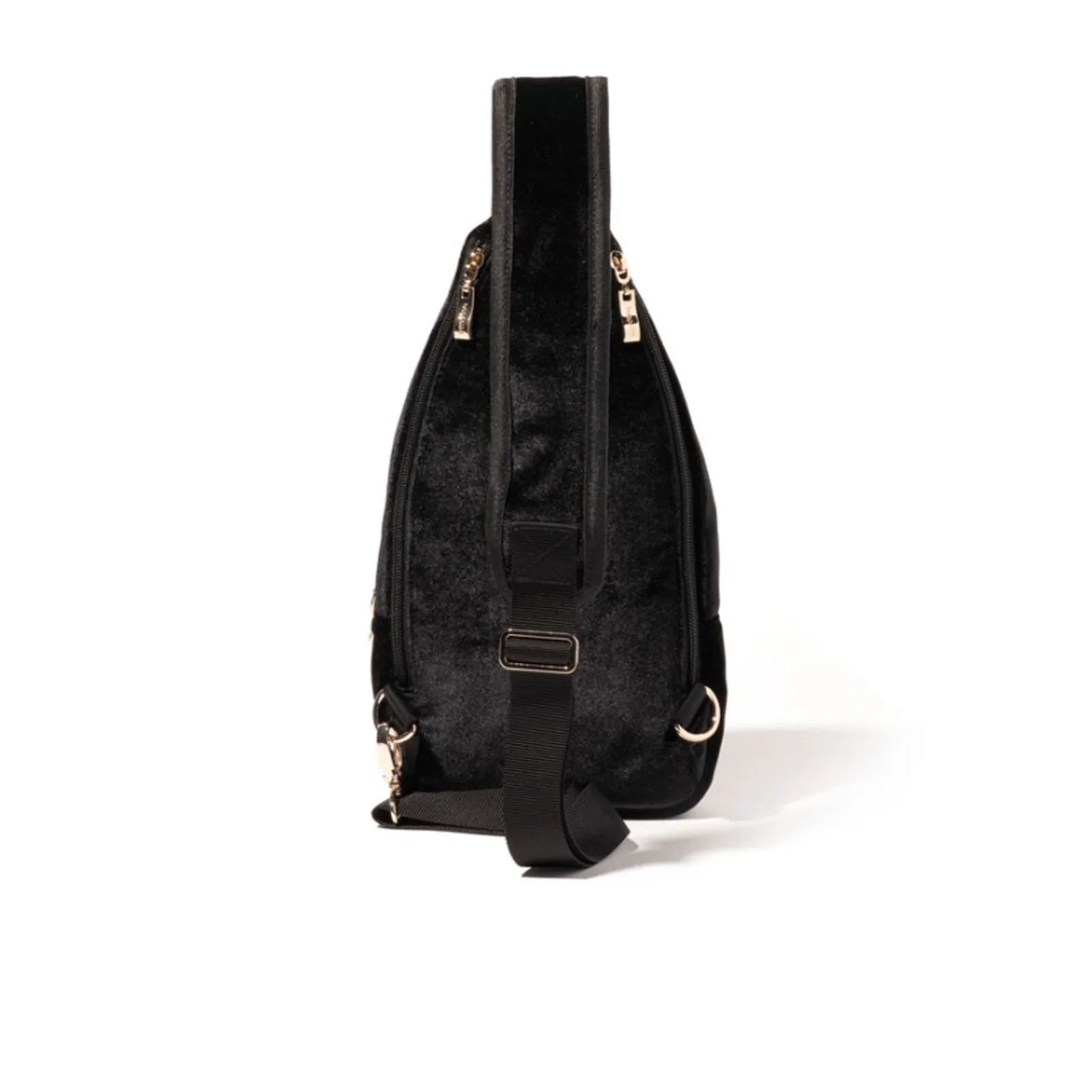 Baggallini Central Park Sling - Black Velvet with Gold Hardware