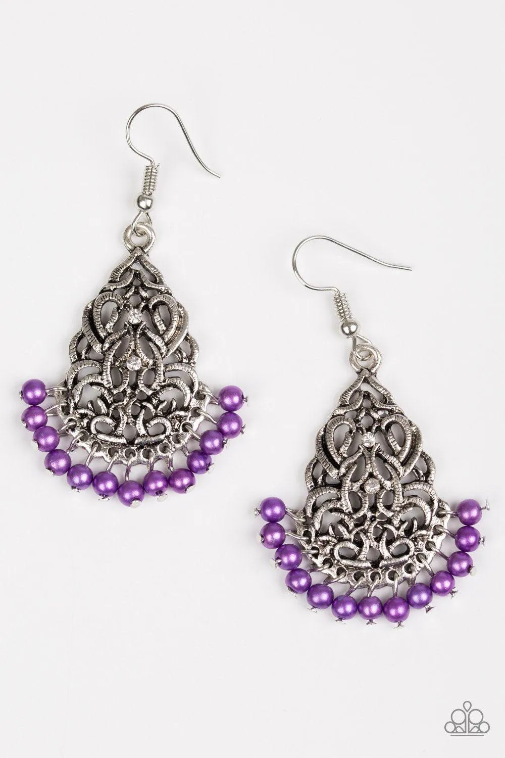 Baroque The Bank Purple Earrings - Paparazzi Accessories