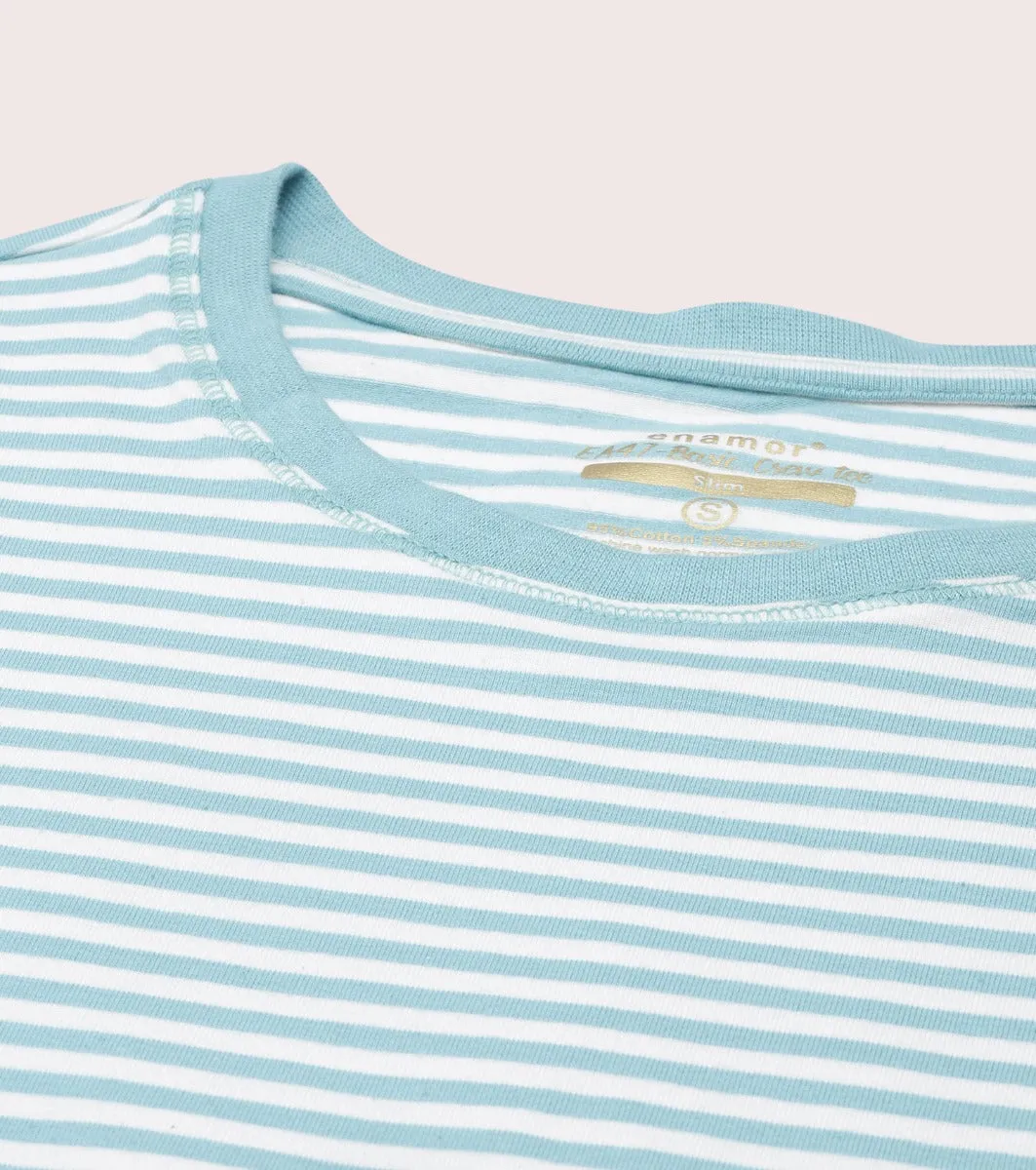 Basic Crew Tee – Striped | Short Sleeve Crew Neck Stretch Cotton Tee