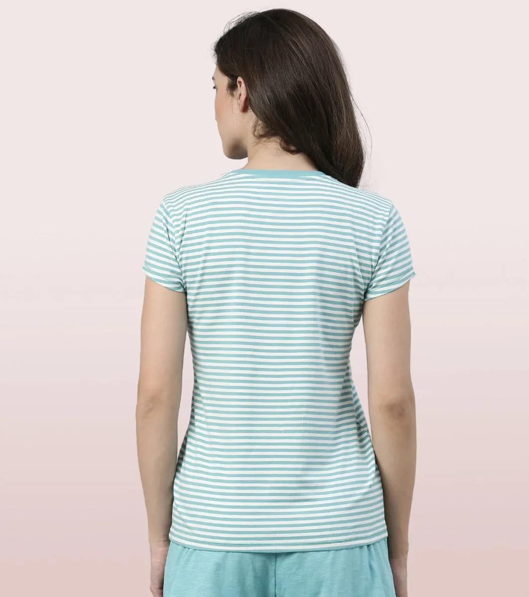 Basic Crew Tee – Striped | Short Sleeve Crew Neck Stretch Cotton Tee