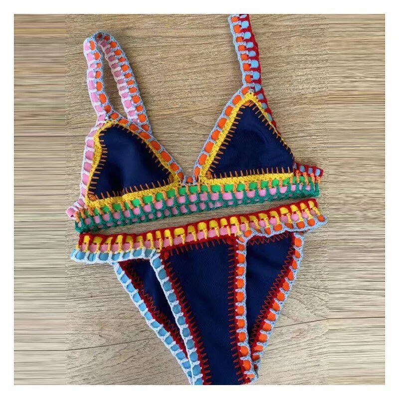 Beach Goddess Sexy Triangle Crochet Neoprene Bikini