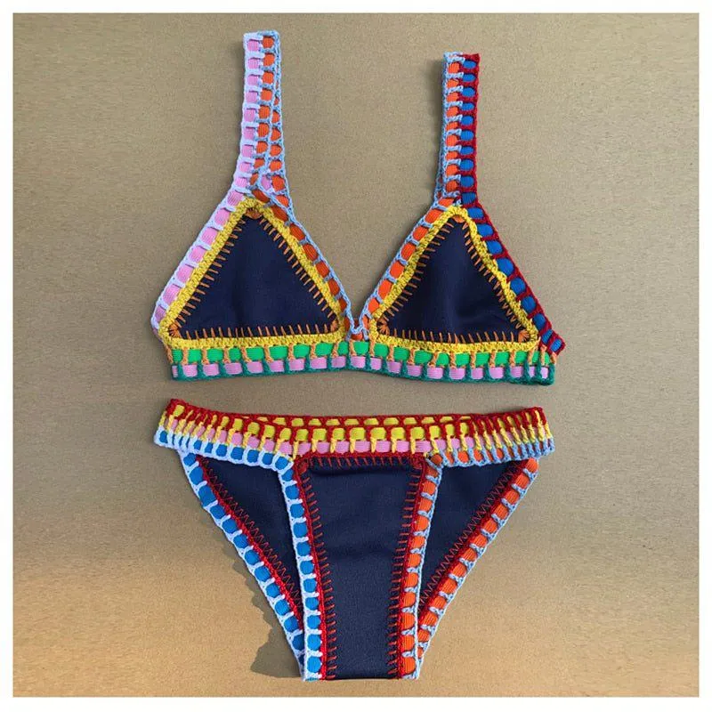 Beach Goddess Sexy Triangle Crochet Neoprene Bikini