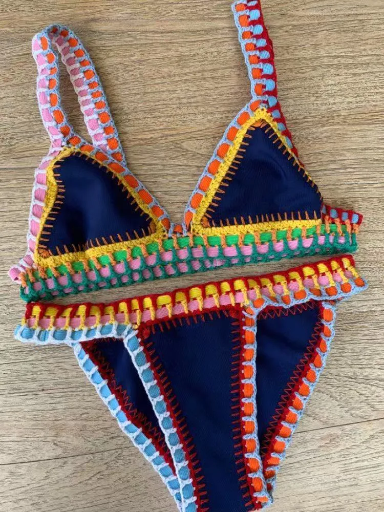 Beach Goddess Sexy Triangle Crochet Neoprene Bikini