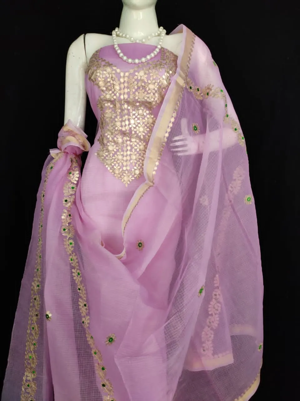 Beautiful Kota Doriya Embroidery Work Suit In Purple