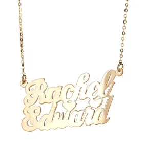 Better Jewelry Personalized .925 Sterling Silver Carrie Script Lover's Nameplate Plated in 14K Gold w. Chain