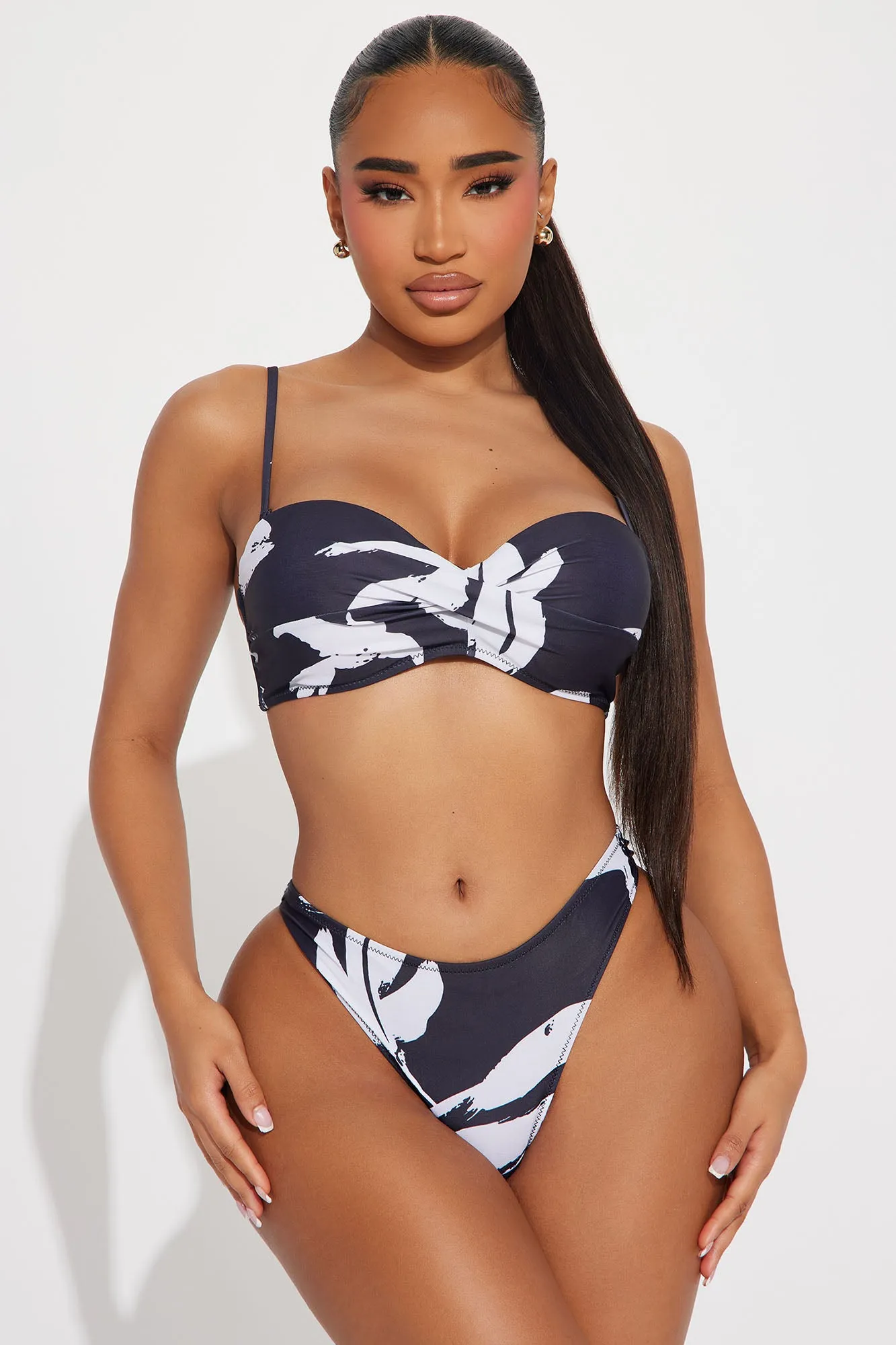 Betty 3 Piece Bikini Set - Black/White