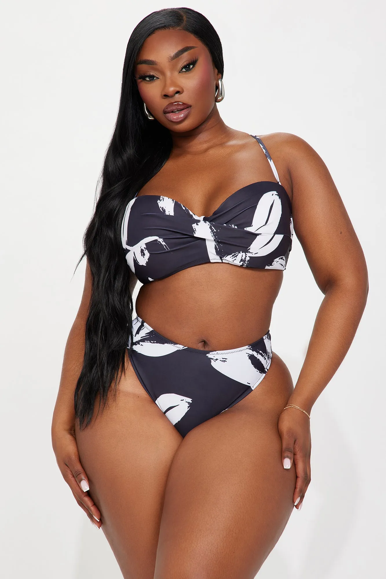 Betty 3 Piece Bikini Set - Black/White