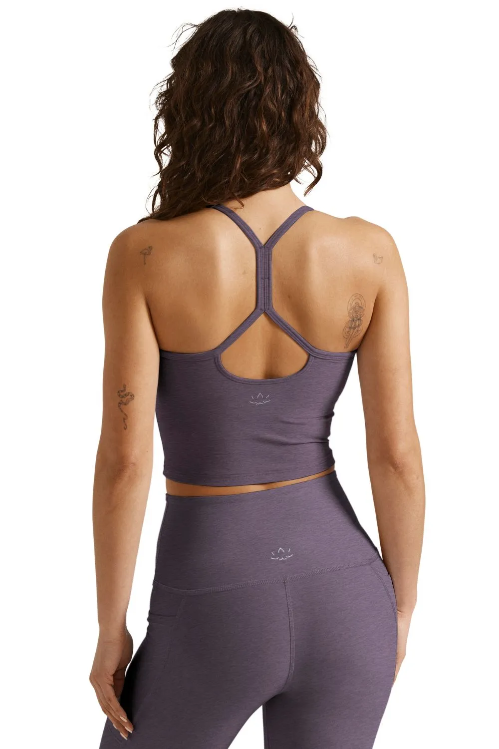 Beyond Yoga Slim Racerback Cropped Tank - Purple Haze Heather