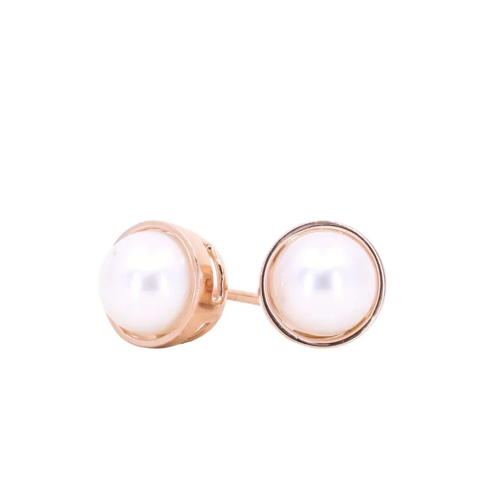 Bezel Pearl Studs