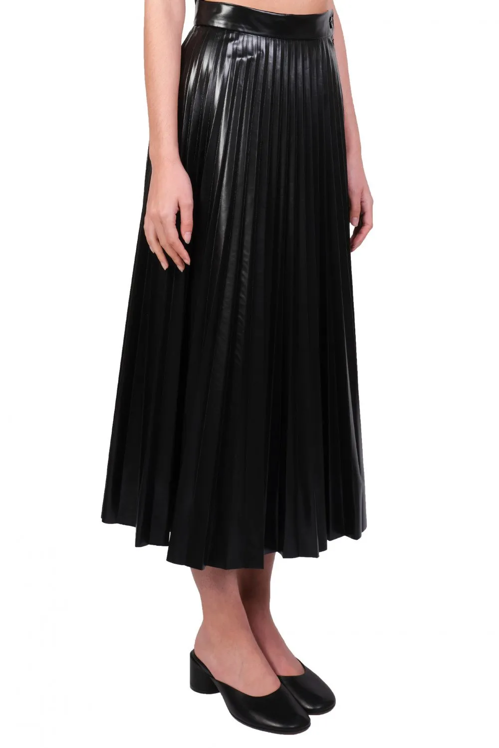 Black Coated Pleated Skirt