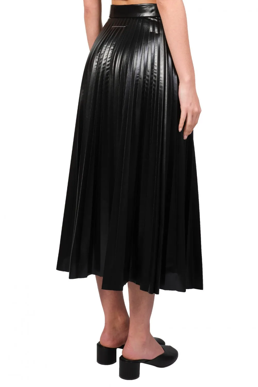 Black Coated Pleated Skirt