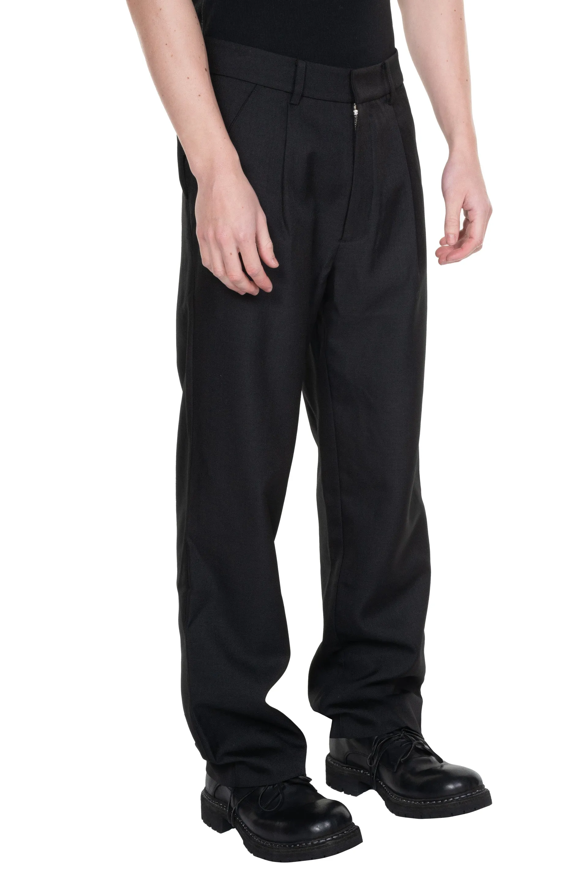 Black V-Shaped Suit Trousers