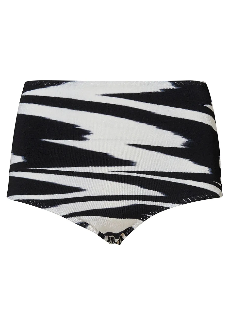 Black/White Abstract-Print Bikini Bottoms