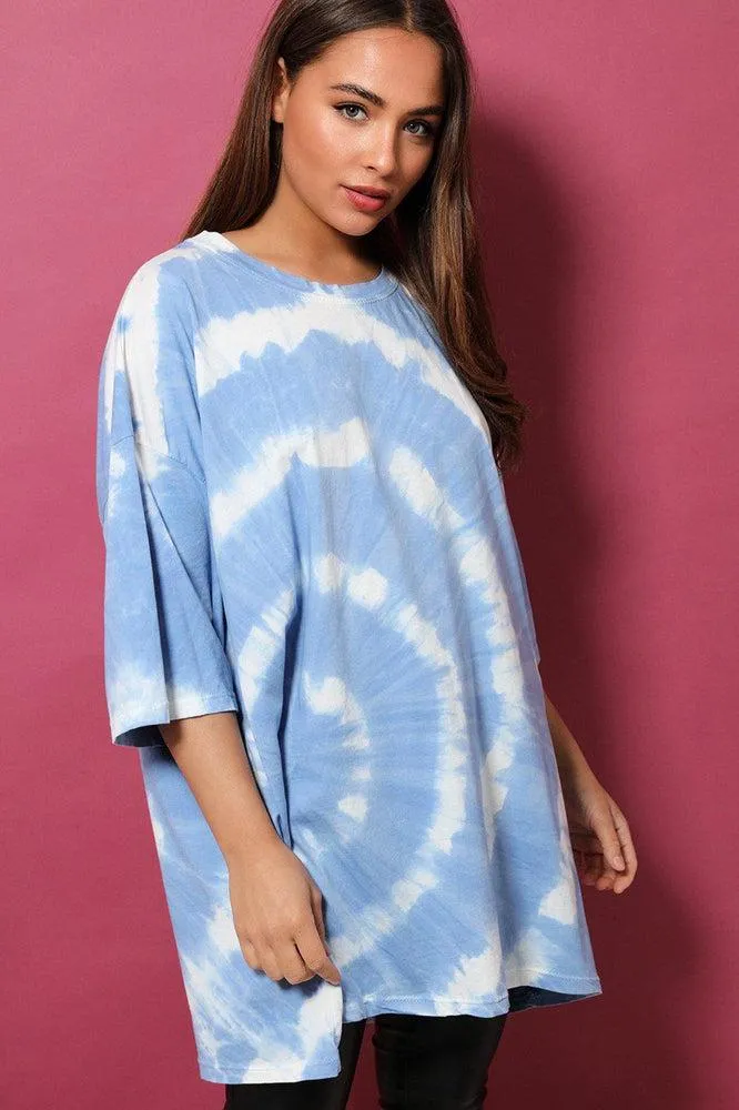 Blue Circle Tie-Dye Lazy Fit Tunic Dress