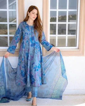 Blue  Print Cotton Salwar Suit Set