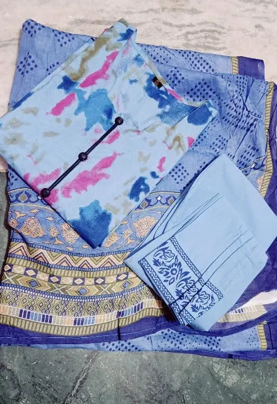 Blue  Print Cotton Salwar Suit Set