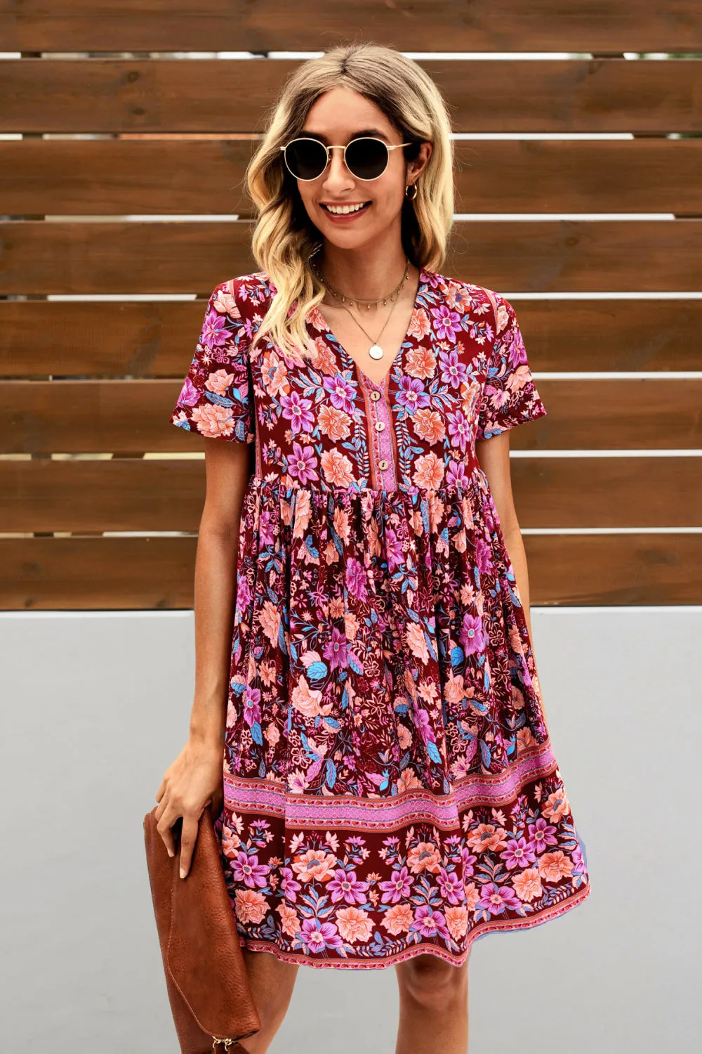 Bohemian Printed Short Sleeve Dress