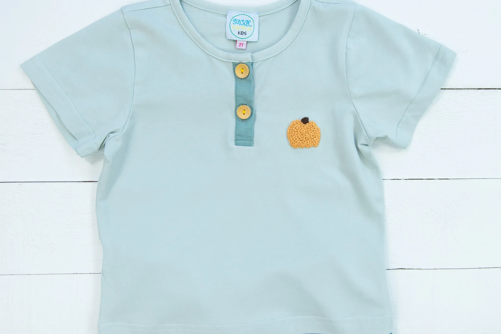 Boys Sage Pumpkin Shorts Set