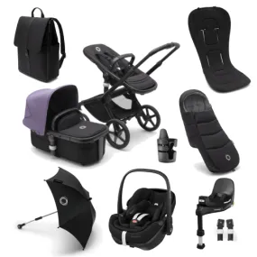 Bugaboo Fox 5, Pebble 360 PRO Ultimate Travel System - Black/Midnight Black/Astro Purple