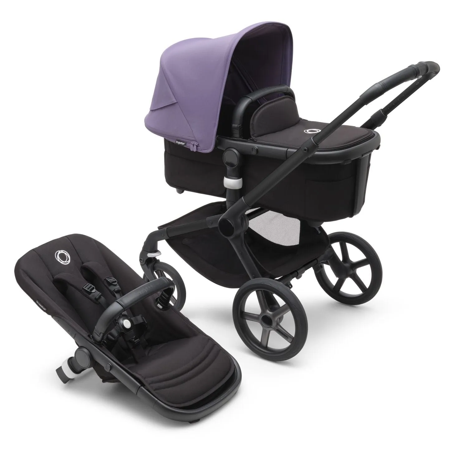 Bugaboo Fox 5, Pebble 360 PRO Ultimate Travel System - Black/Midnight Black/Astro Purple