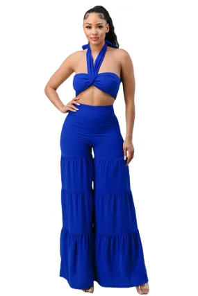 Calensa Royal Blue 2 Piece Flare Pants Set