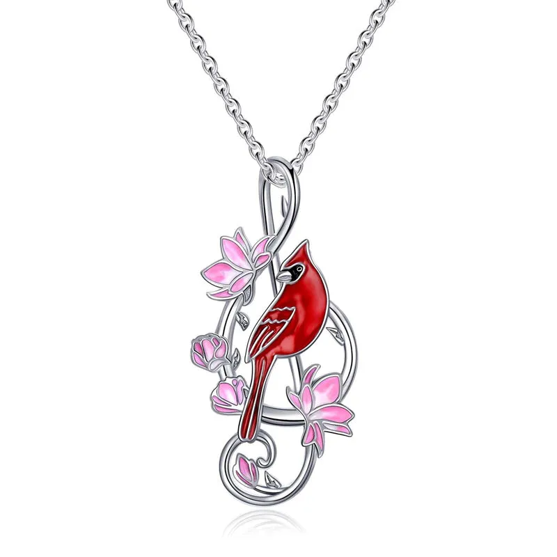 Cardinal Necklaces 925 Sterling Silver Music Note Pendant Necklace Cardinal Jewelry Music Gifts for Women Girls