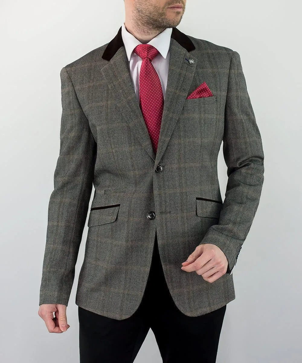 Cavani Connall Brown Sim Fit Tweed Style Blazer