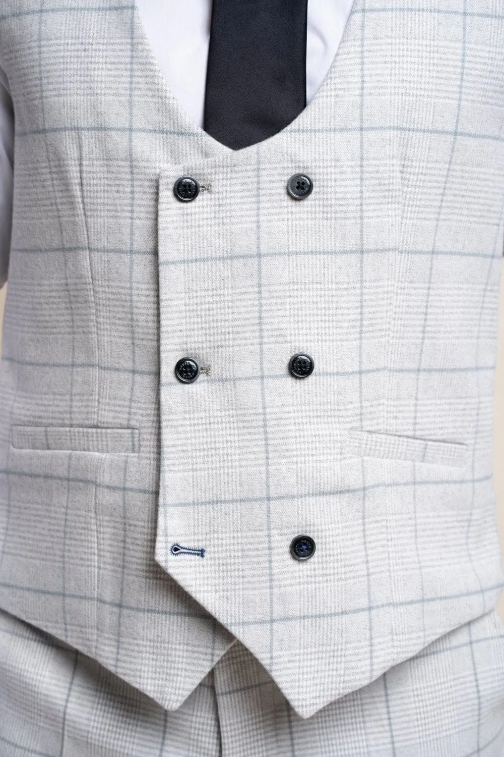 Cavani Light Grey Check Radika Waistcoat