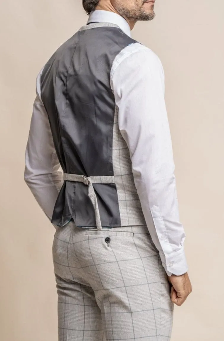 Cavani Light Grey Check Radika Waistcoat