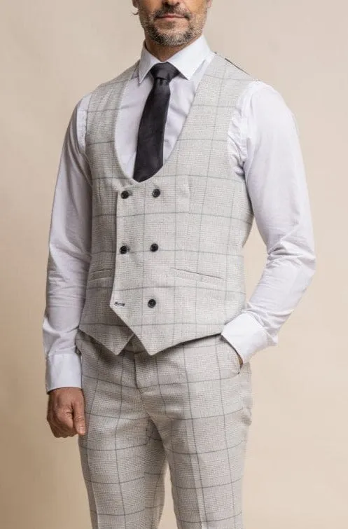 Cavani Light Grey Check Radika Waistcoat