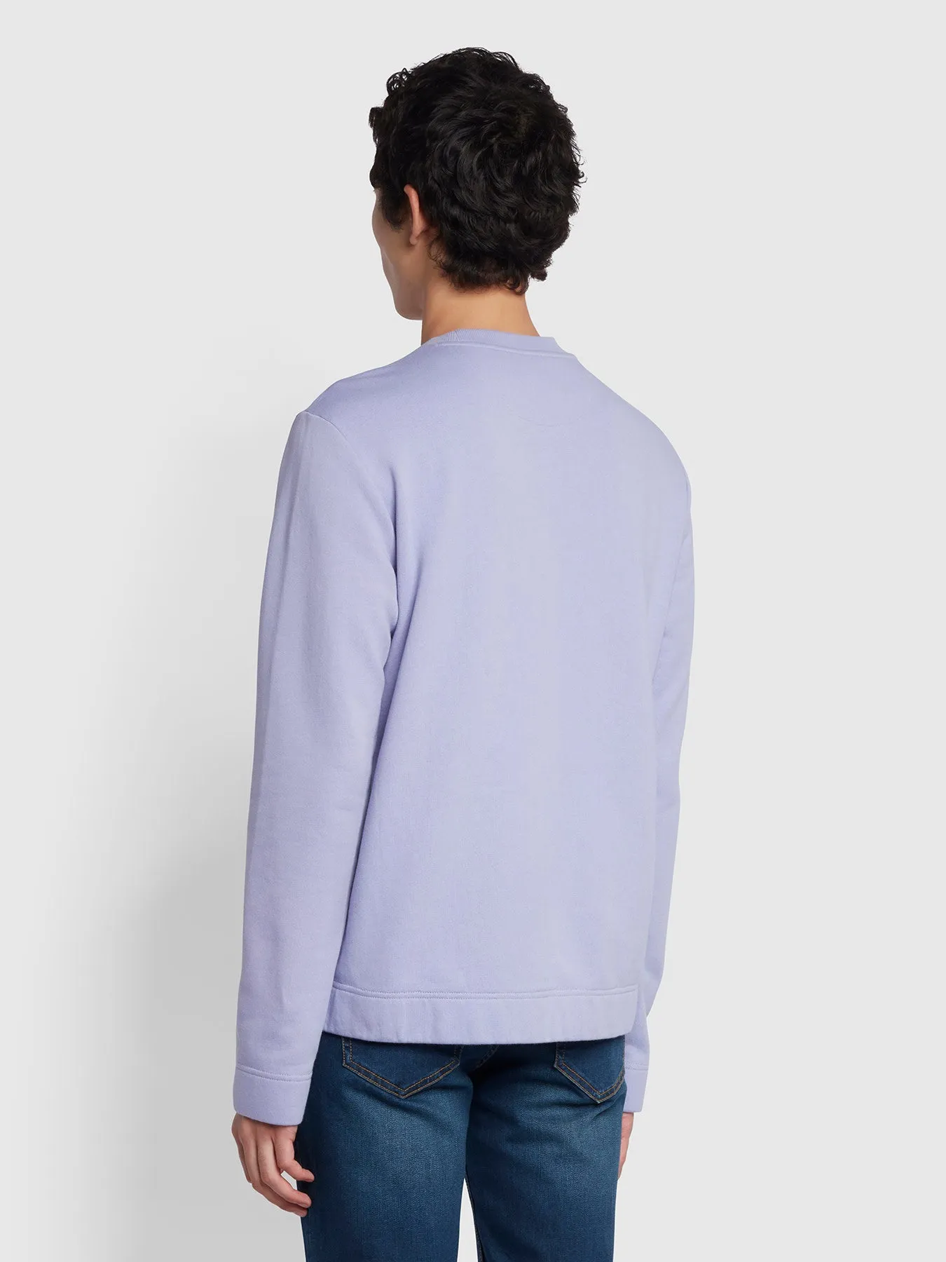 Cave Organic Cotton Crew Neck Sweatshirt In Dusty Lilac