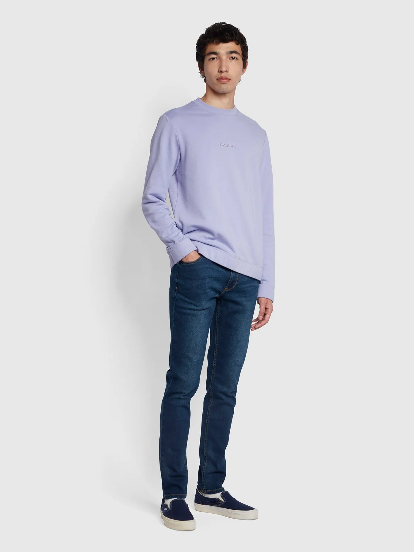 Cave Organic Cotton Crew Neck Sweatshirt In Dusty Lilac