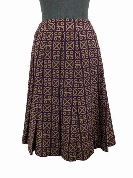 Chanel Printed Silk Pleated Skirt Size S