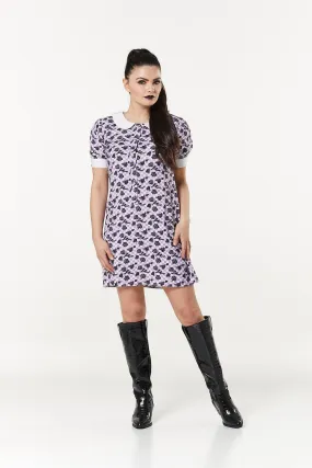 Checker Purple and White A-Line Mini Dress