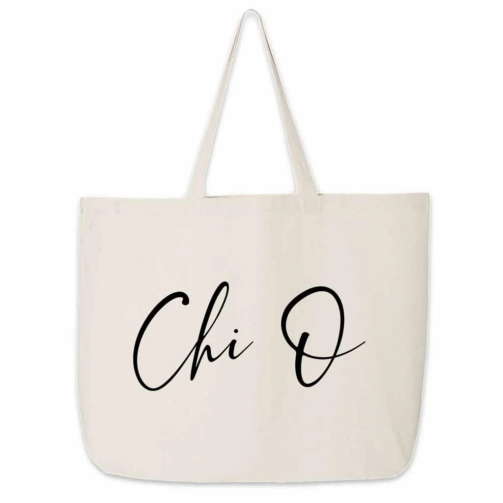 Chi Omega Script Writing Nickname Canvas Tote Bag