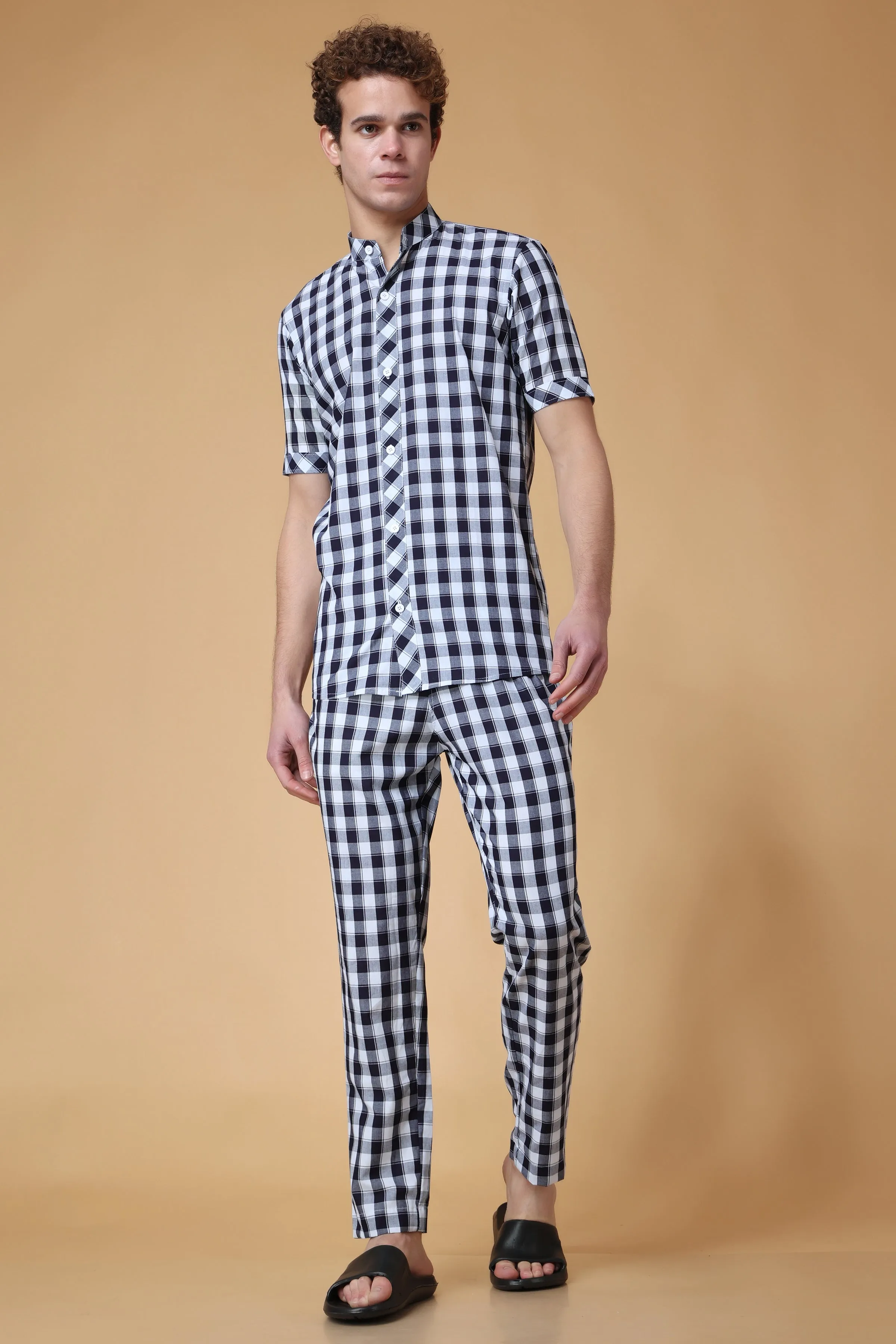 Classic Black Checked Night Suit