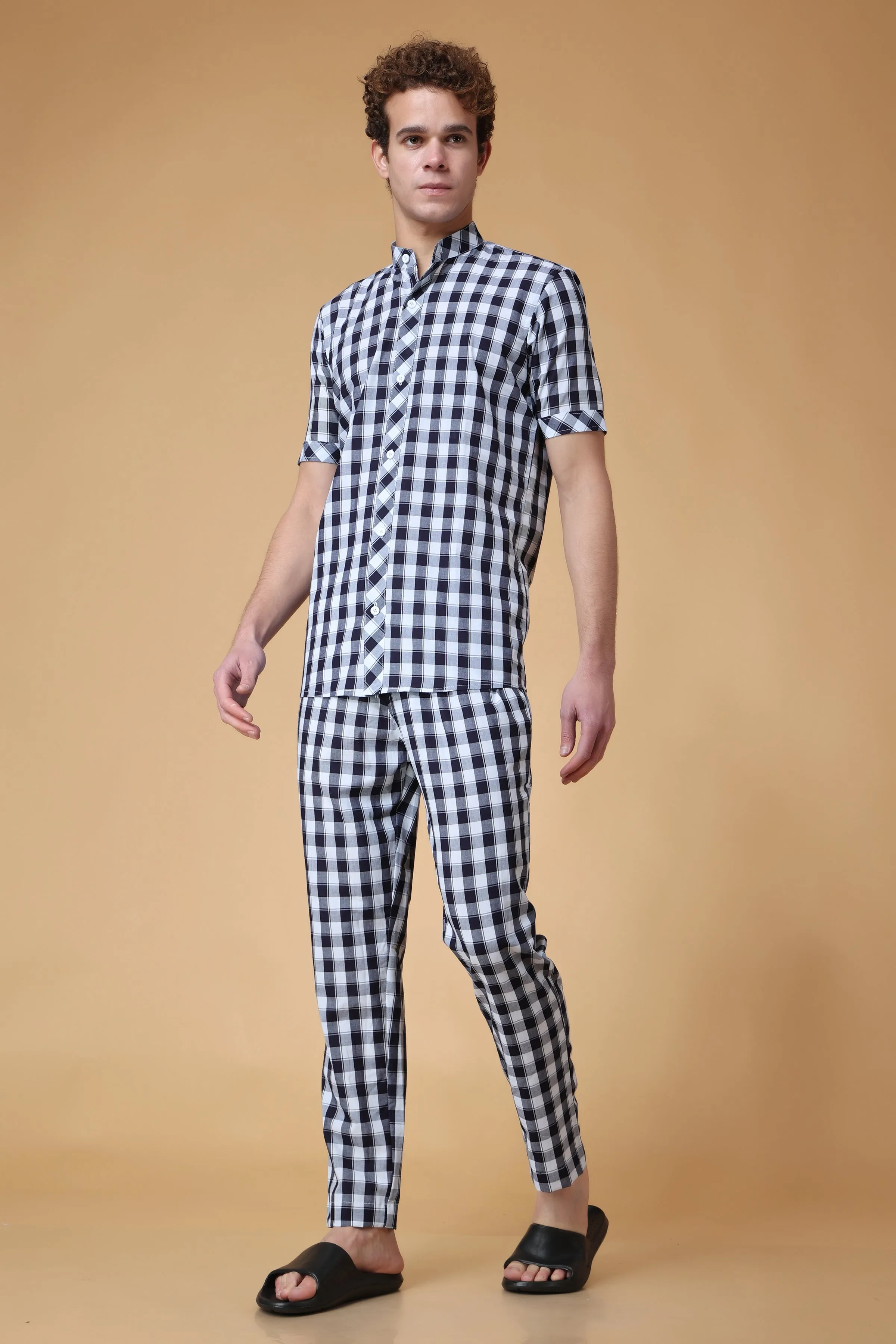 Classic Black Checked Night Suit