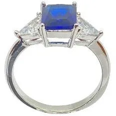 Classic Blue Sapphire Cubic Zirconia Ring