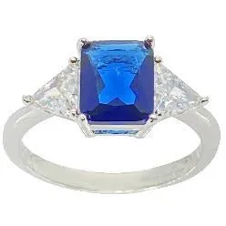 Classic Blue Sapphire Cubic Zirconia Ring