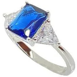 Classic Blue Sapphire Cubic Zirconia Ring