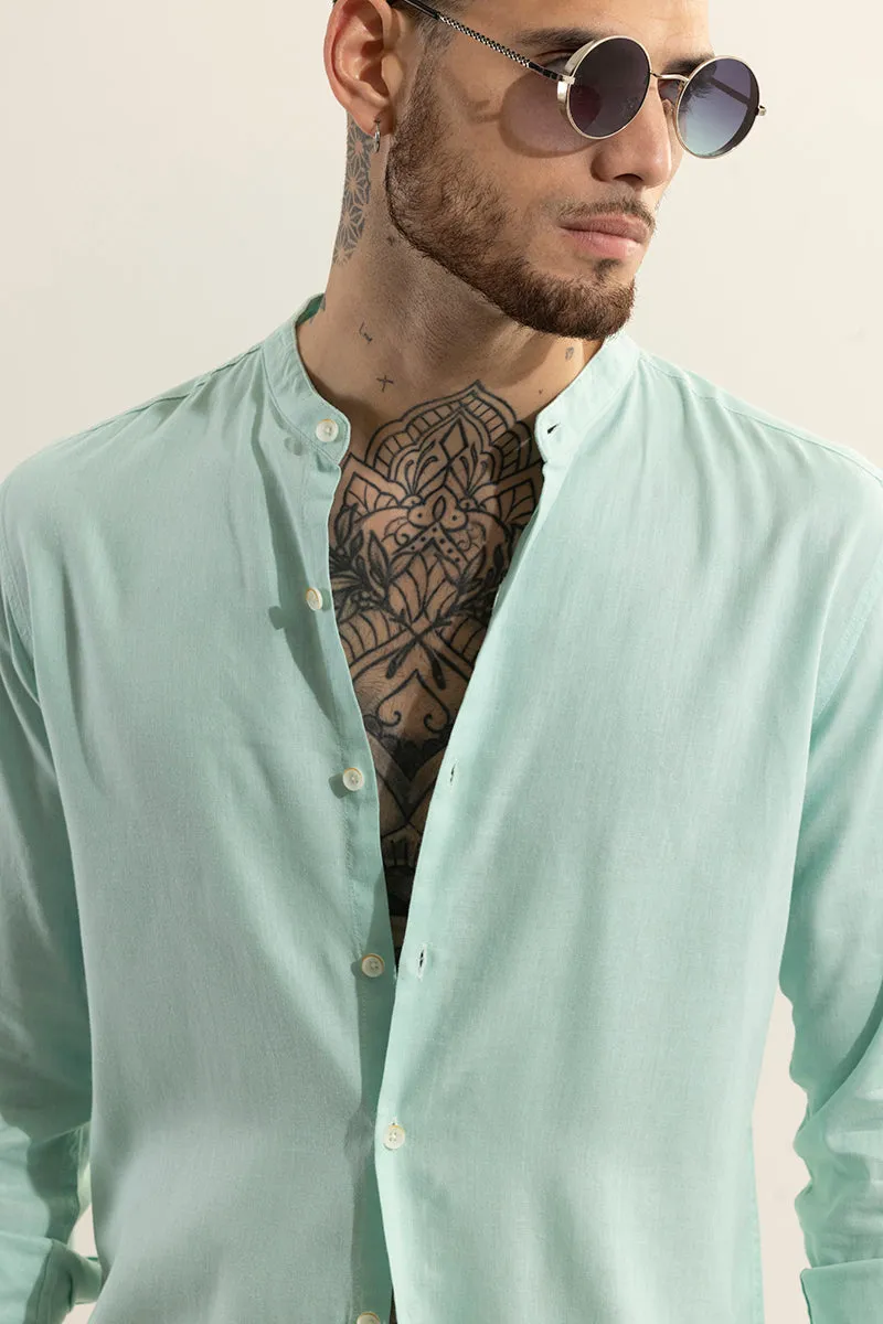 Classic Mandarin Mint Green Shirt