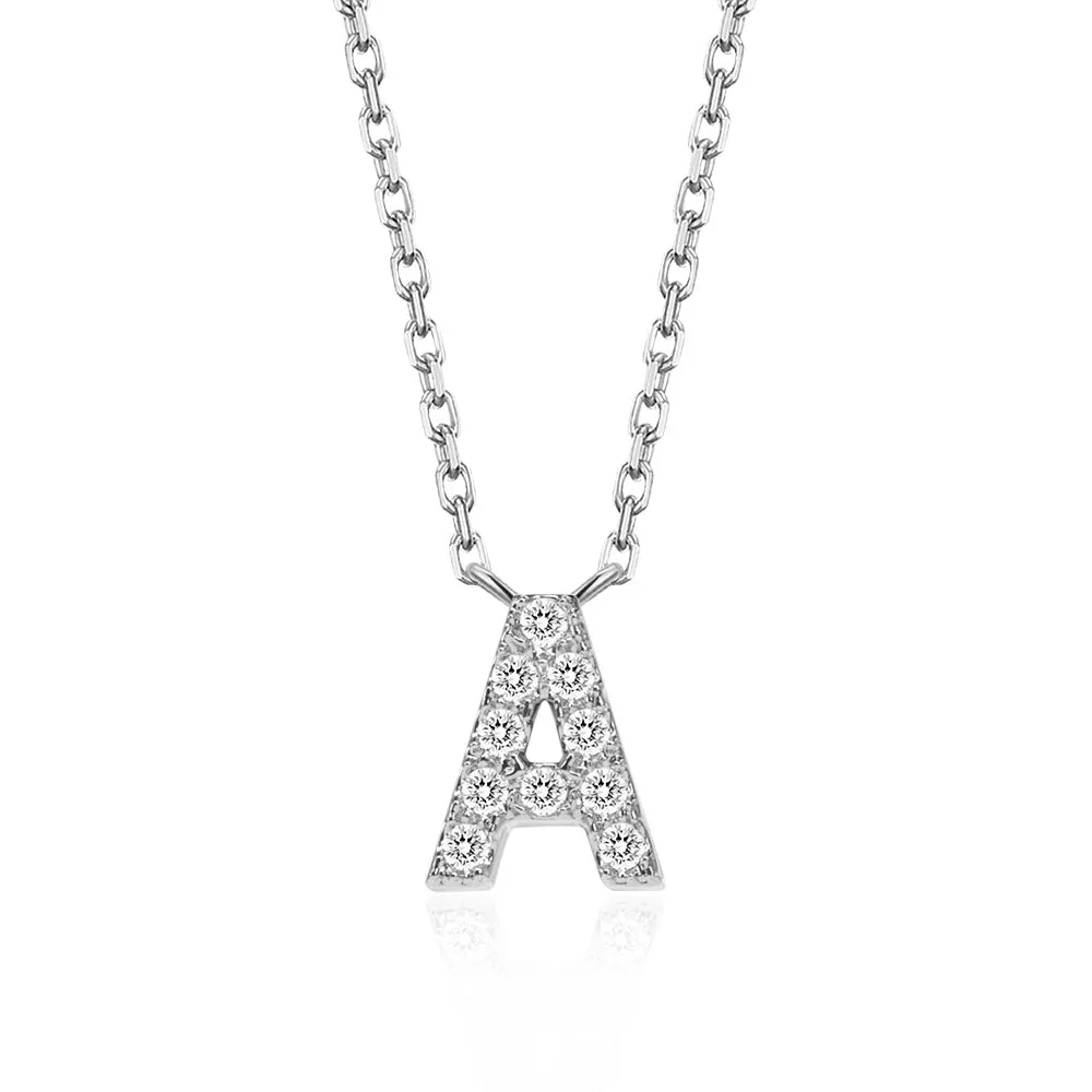 Classic Pavé Initial A Pendant Necklace