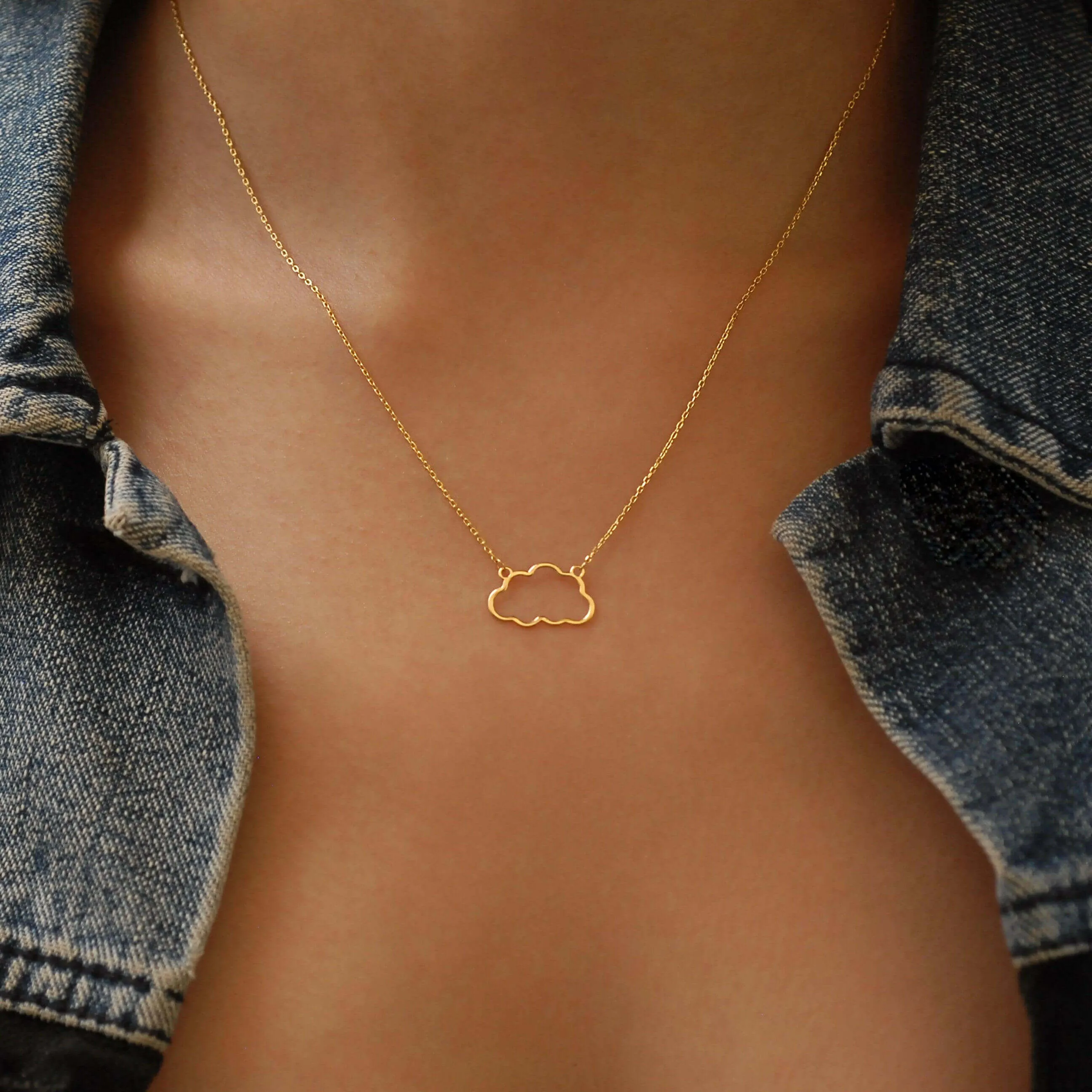 Cloud Necklace | 14K Solid Gold