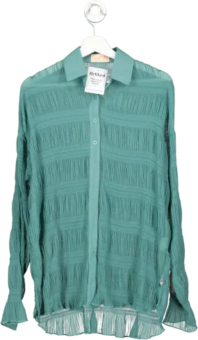 Club L Green Gathered Sheer Blouse UK 6